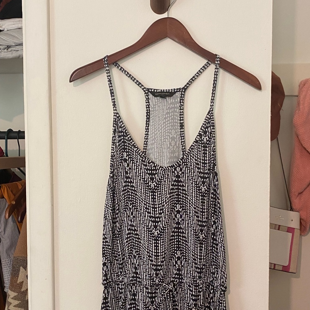 Banana Republic Black and White Patterned Summer Maxi Dress